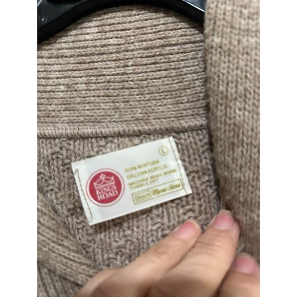 Vintage Heart Band Women's Tan Cowlneck Knit Sweater Size Large - Picture 6 of 6